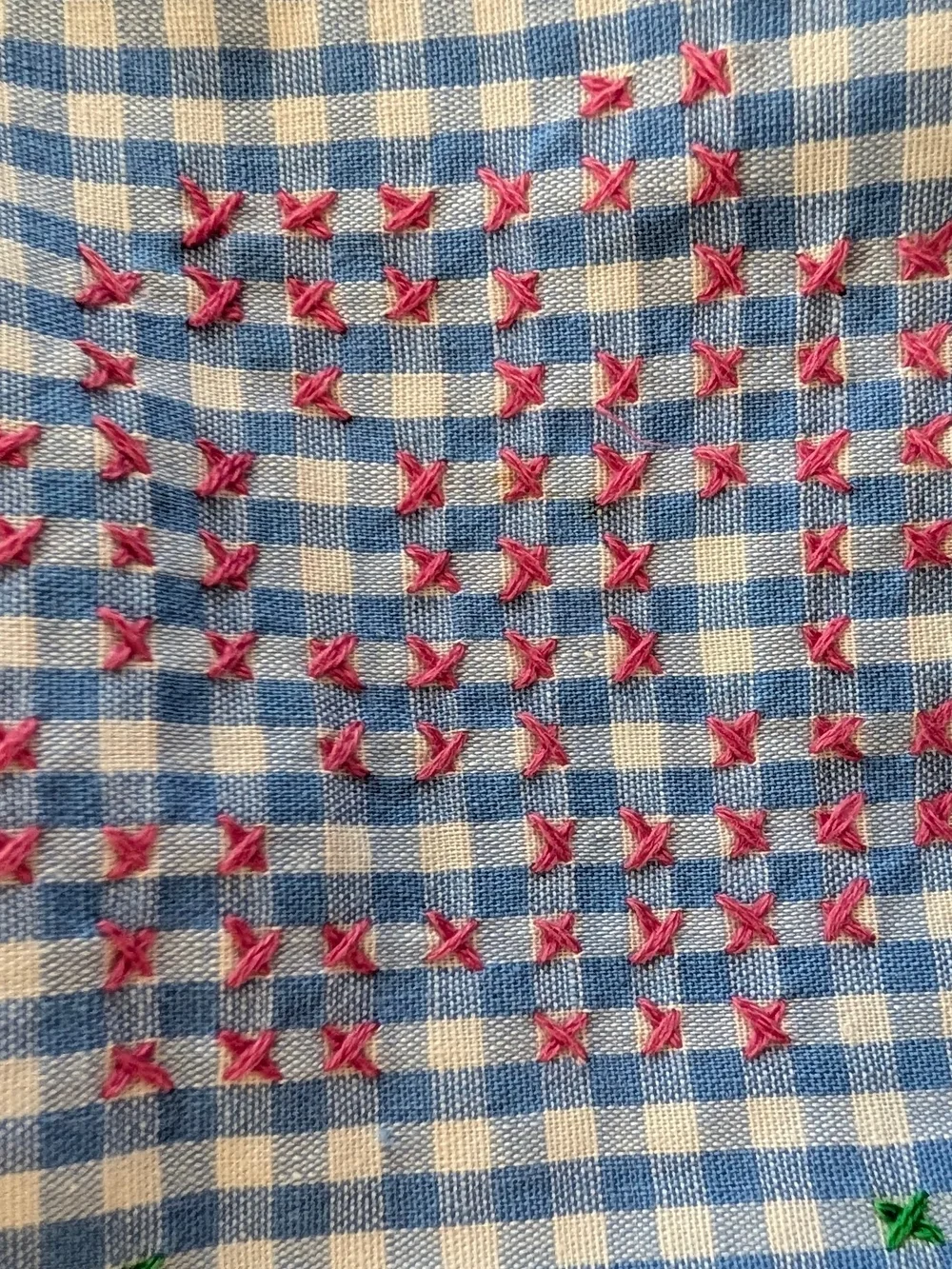 Blue Gingham Embroidered Women’s Half Apron